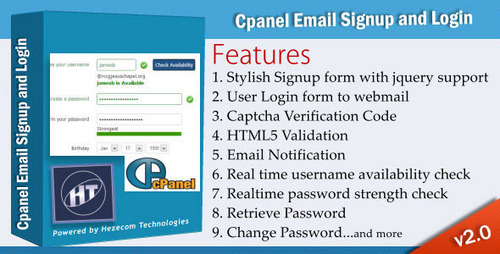 Cpanel Email Signup and Login v2.0
