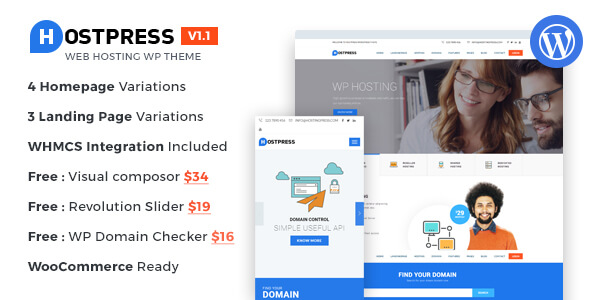 دانلود قالب هاستینگ WHMCS و وردپرس HostingPress v1.0