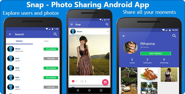 دانلود سورس اندروید اشتراک گذاری عکس مانند اینستاگرام Snap