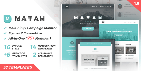 دانلود قالب های آماده برای ایمیل مارکتینگ Matah v1.6